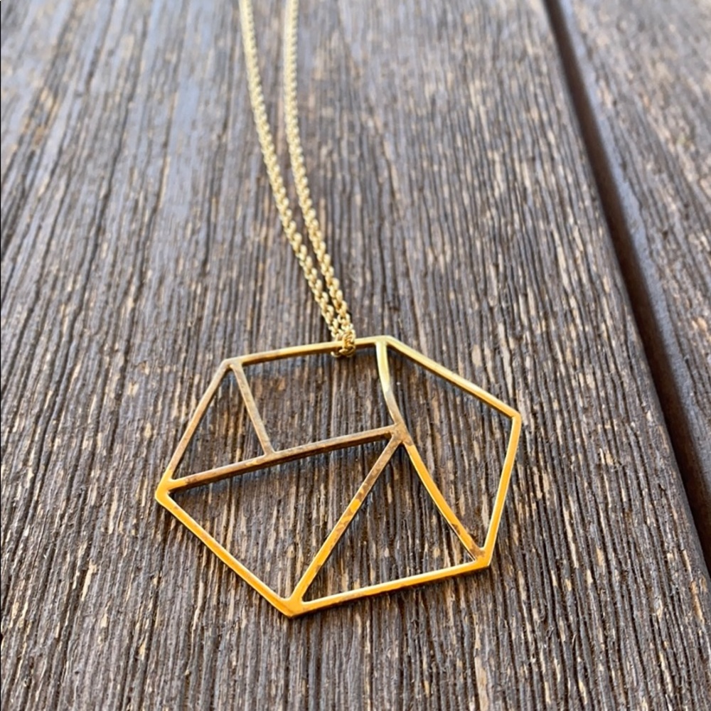 Gold hexagon necklace